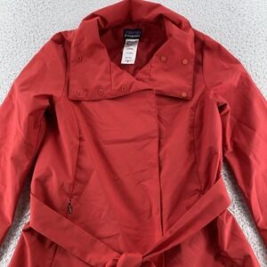 Patagonia Belted Rain Jacket Womens XS Red Trench Coat Water Resistant 27705SP11